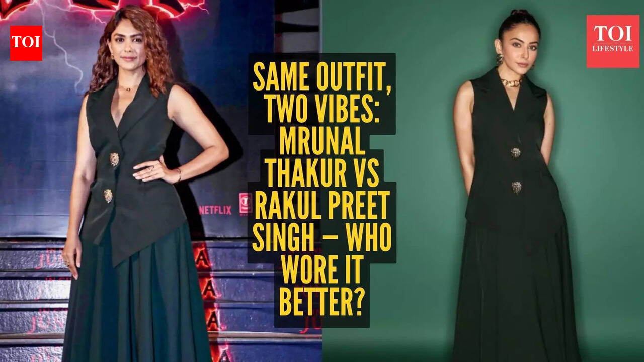 Mrunal Thakur vs Rakul Preet Singh: Who wore the Juhi Bengani waistcoat-and-skirt set better?